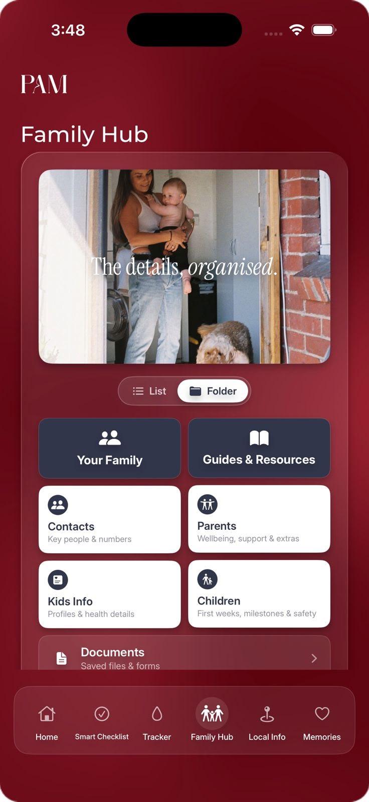 PAM Family Info tab - People, Records and Journey